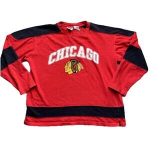 Vintage NHL Chicago Blackhawks Jersey Shirt M Heavy Cotton Indian Logo Hockey
